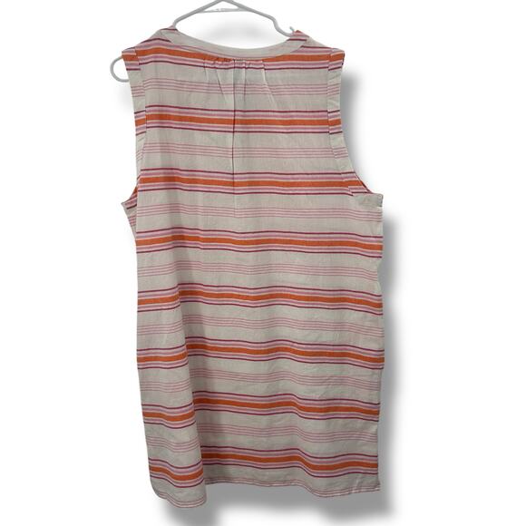 NEW Echo Callista Stripe Shift Mini Dress Large Cotton Pockets Summer Coverup - Picture 9 of 11